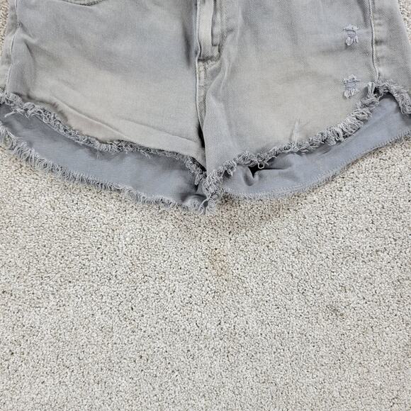 Free People Womens Cut Off Jean Shorts 26 Blue Distressed Denim Button Fly - Picture 6 of 14